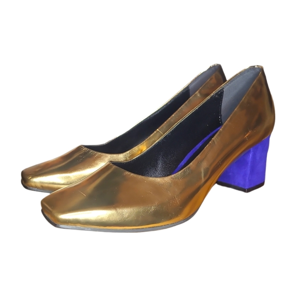 RECTO | Blue and Gold Colorblock Heels in Size EU 38